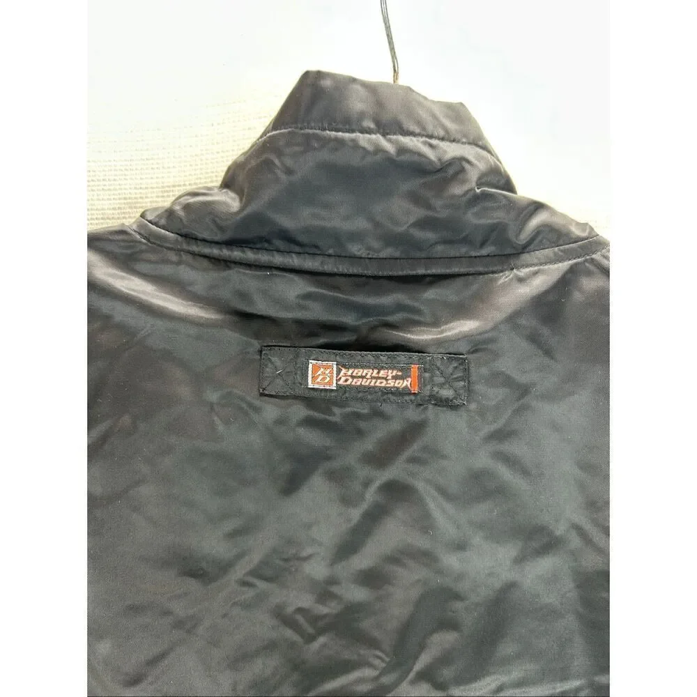 VINTAGE Harley Davidson Windbreaker XL Black Moto Biker Gorpcore